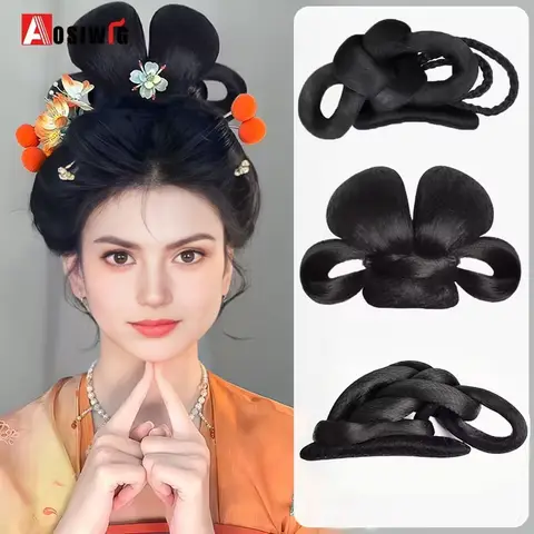 Synthetic Hanfu wig headwear female one-piece small Taiping bun Tang style ancient costume daily performance styling hair cushio