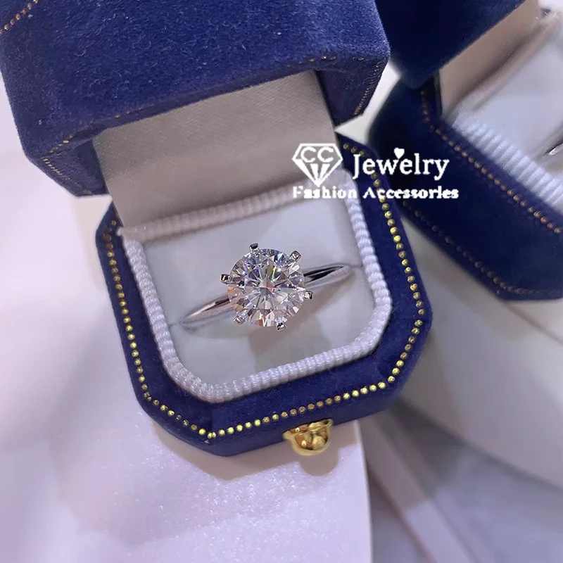 Bague de mariage 1.5 carat pour femme, proposition, document en argent, blanc, contre-indiqué, bijoux de fiançailles, fête, mode, CC633