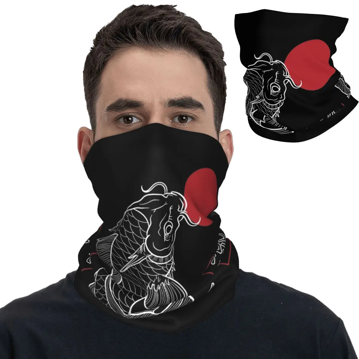 

Japanese Koi Fish Bandana Neck Cover Printed Cherry Sakura Balaclavas Face Scarf Multi-use Headwear Unisex Adult Breathable