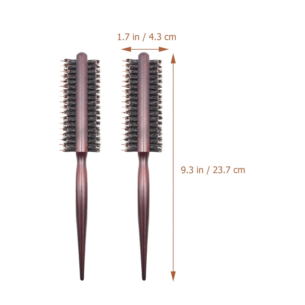 2 Pezzi di Spazzole Rotonde con Manico in Legno per Acconciature, Spazzola Districante con Setole di Cinghiale per Creare Volume e Ricci