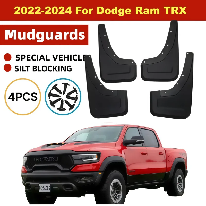 4Pcs Mud Flaps Splash Guards For Dodge Ram TRX DT 2022-2024 Front Rear Fender Mudguards Auto Styling Car Accessories Parts