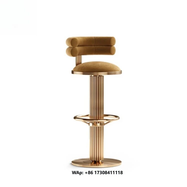 Wholesale Modern Luxury Design Velvet Adjustable Contemory Round Barstool Swivel Stainless Steel Base