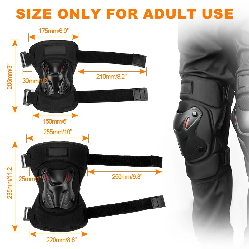 Motorcycle Knee Pads and Elbow Pads Universal Riding Outdoor Sport Double Straps Adjustable Comfort Shock Absorption Four Season