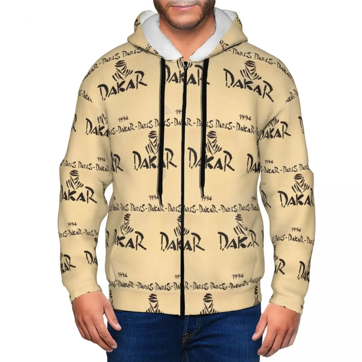 

Dakar Rally Zipper Hoodies Hip Hop Pullover Autumn Winter Men's Women's Sweatshirt Long Sleeve Tops