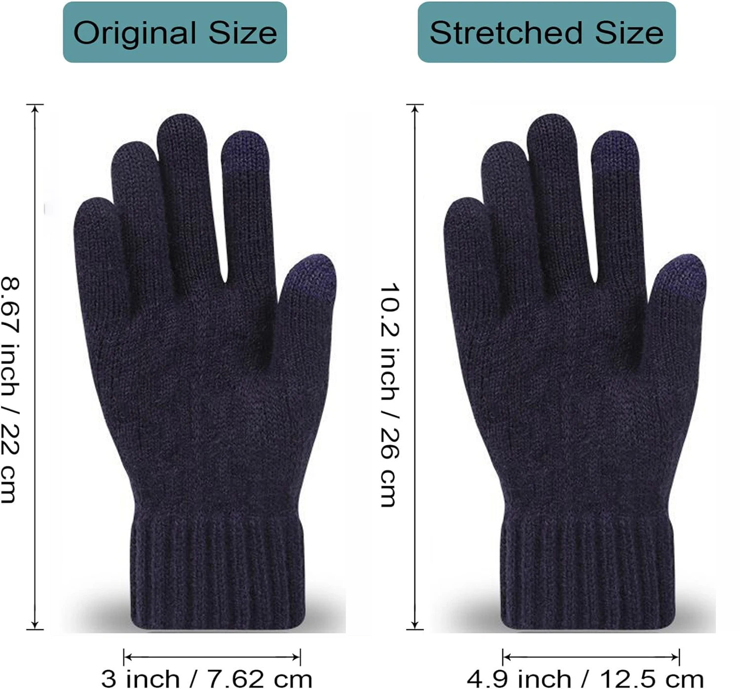 New Men's Winter Warm Touch Screen Gloves Cable Knit Wool Fleece Lined Touchscreen Texting Mittens for Mens Women