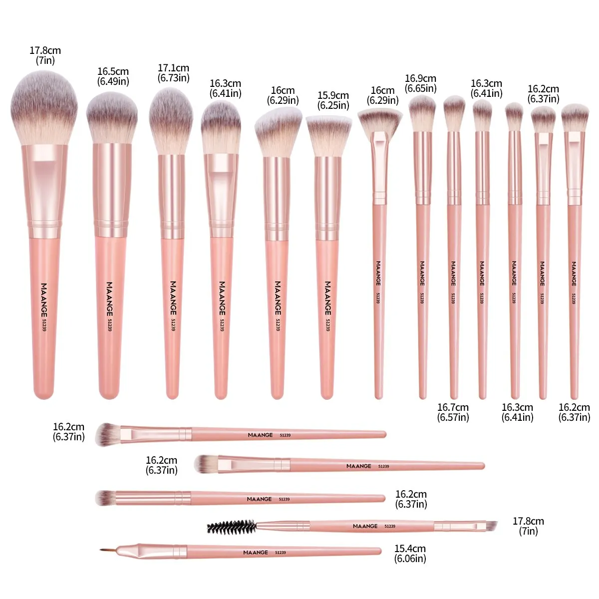 Maange 18pcs Makeup Brush Set Cosmetic Powder Eye Shadow Foundation Blush Blending Beauty Make Up Tool Brush For Women Beginner