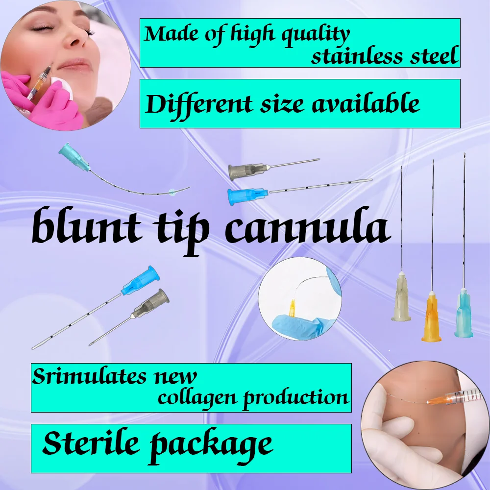 

50pcs Disposable Blunt-tip Cannula 22g 25g 50mm 70mm Micro Cannula Tool Parts uric acid facial filling nasal mico blunt cannula