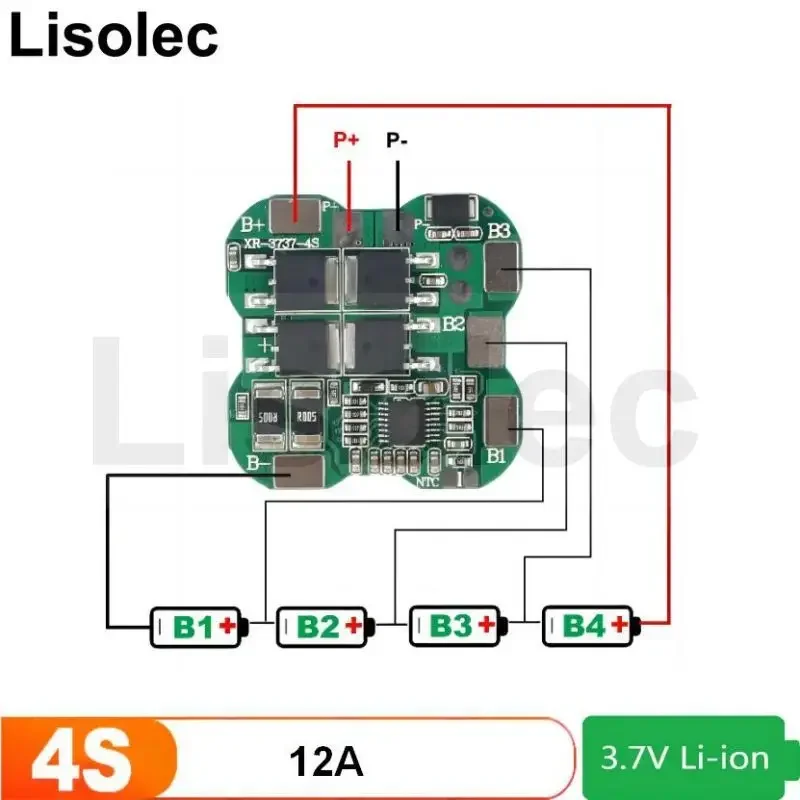 Módulo de placa de circuito de protección de descarga de carga de batería de litio Lipo 4S BMS 18650 para taladro/Motor/herramientas 5A 10A 15A 30A
