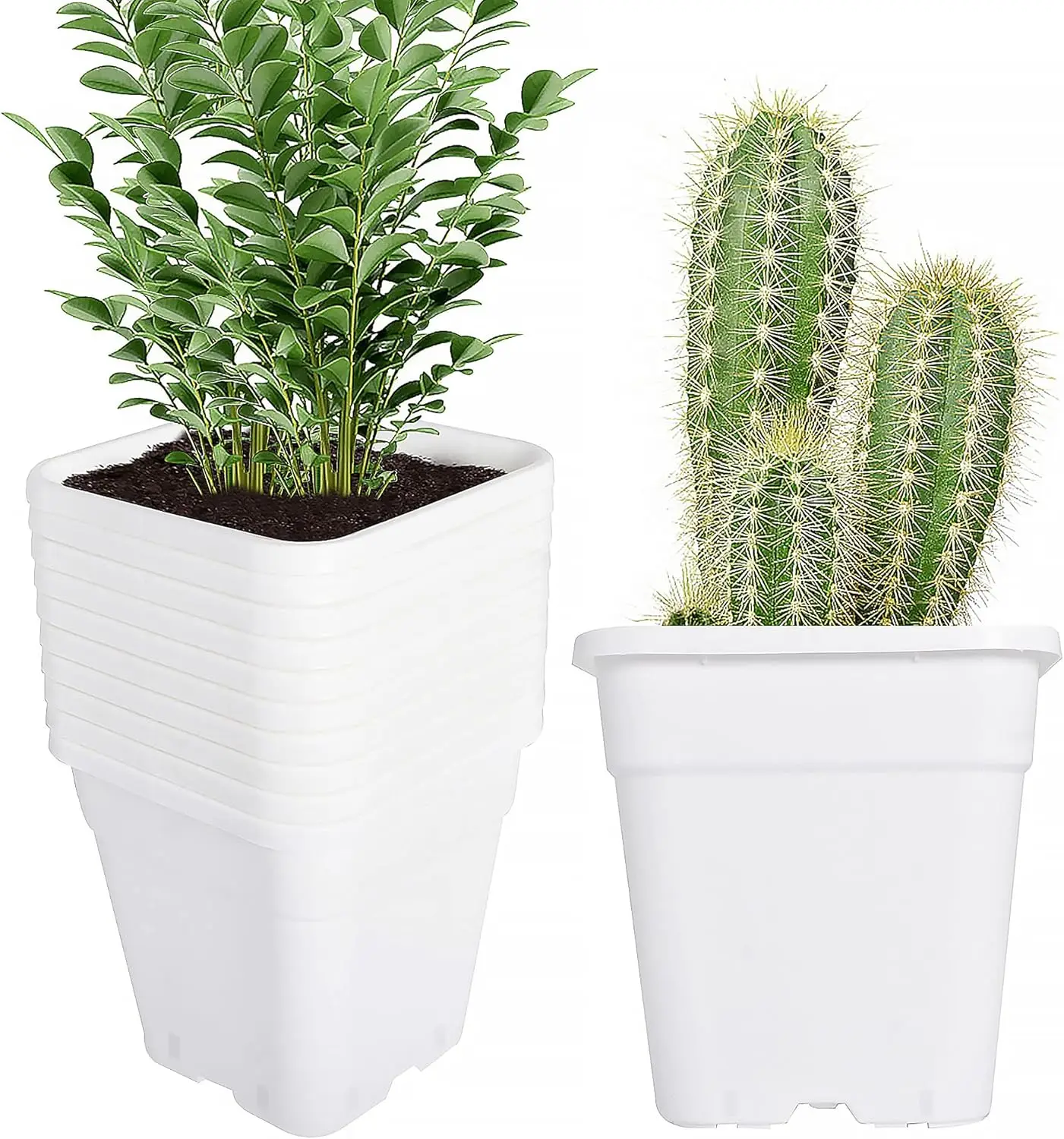 

Square Planter Nursery Pots 5.2 Gallon Pots for Plants, Injection Molded Plastic Nursery Pots, Plant Container White 5.2