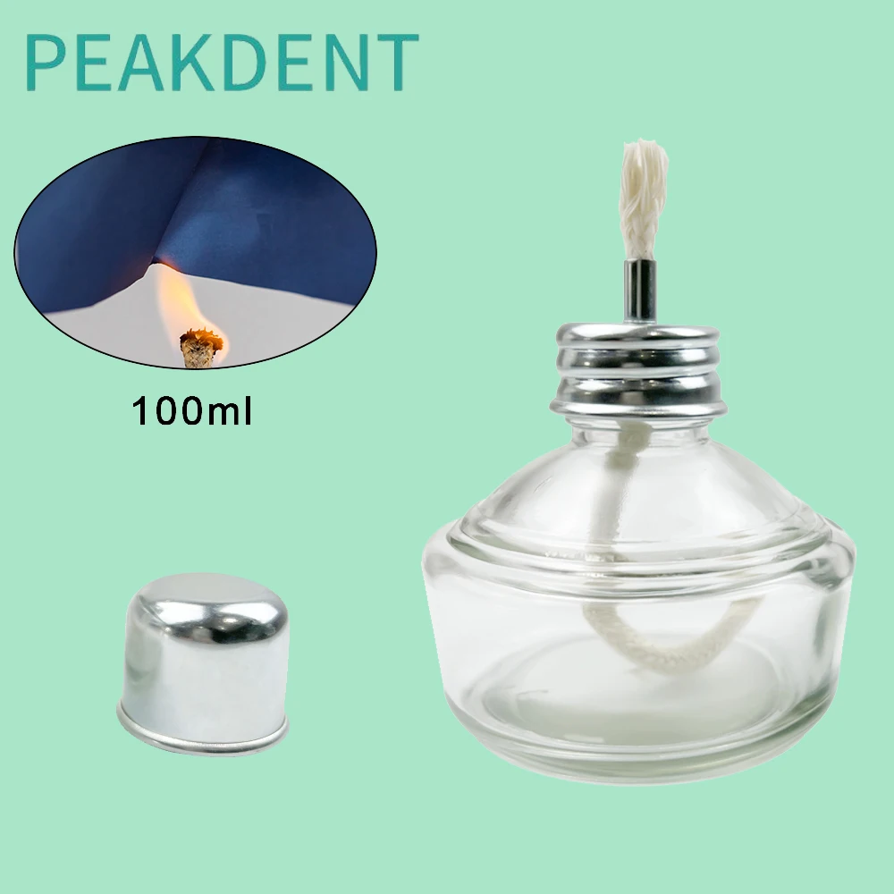 1Pcs Empty Alcohol Liquid Burner Lamp Thickening Glass Alcohol Blow Torch Bottle with Cover Dental Lab Heating Tool Glassware