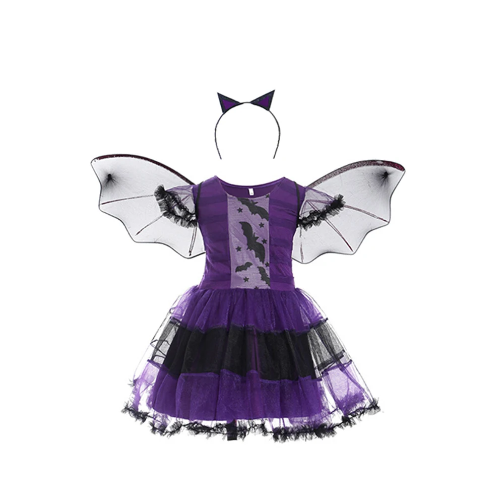 Halloween Girls Witch Dress Carnival Party Toddler Kids Bat Costume Infant Vampirina Dress Up Children Vampire Pumpkin Clothing