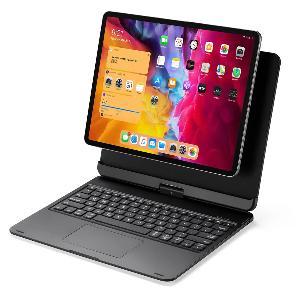 

360 Rotating Backlit Rainbow Wireless Bluetooth Trackpad Magic Keyboard Mouse Case Stand Cover For iPad Pro 12.9 2018 2020 2021