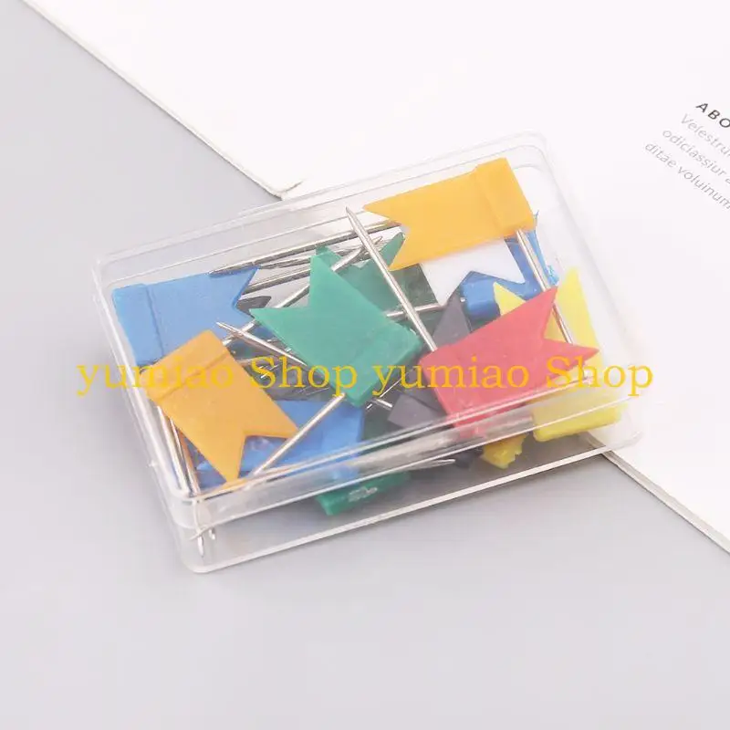587B 160Pcs Multi Color Flag shaped Push Drawing Pins Notice Cork Board Map Marker