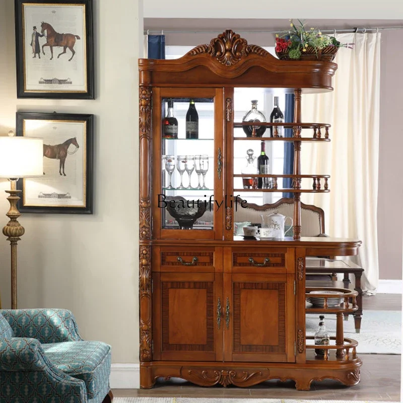 

yj19 American Style Solid Wood Double-Sided Entryway Cabinet Partition Screen
