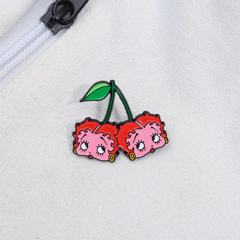 Cartoon Creative Cherry Brooch Personalized Girl Series Metal Accessories Baked Paint Badge