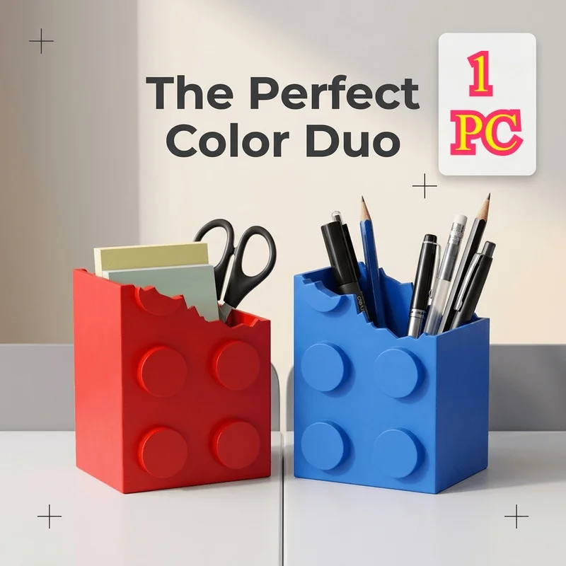 3D Printed Pen Holder, Desktop Stationery Storage Box, Organizer for Pens Pencils Scissors Rulers Makeup Brushes, Office Dorm De