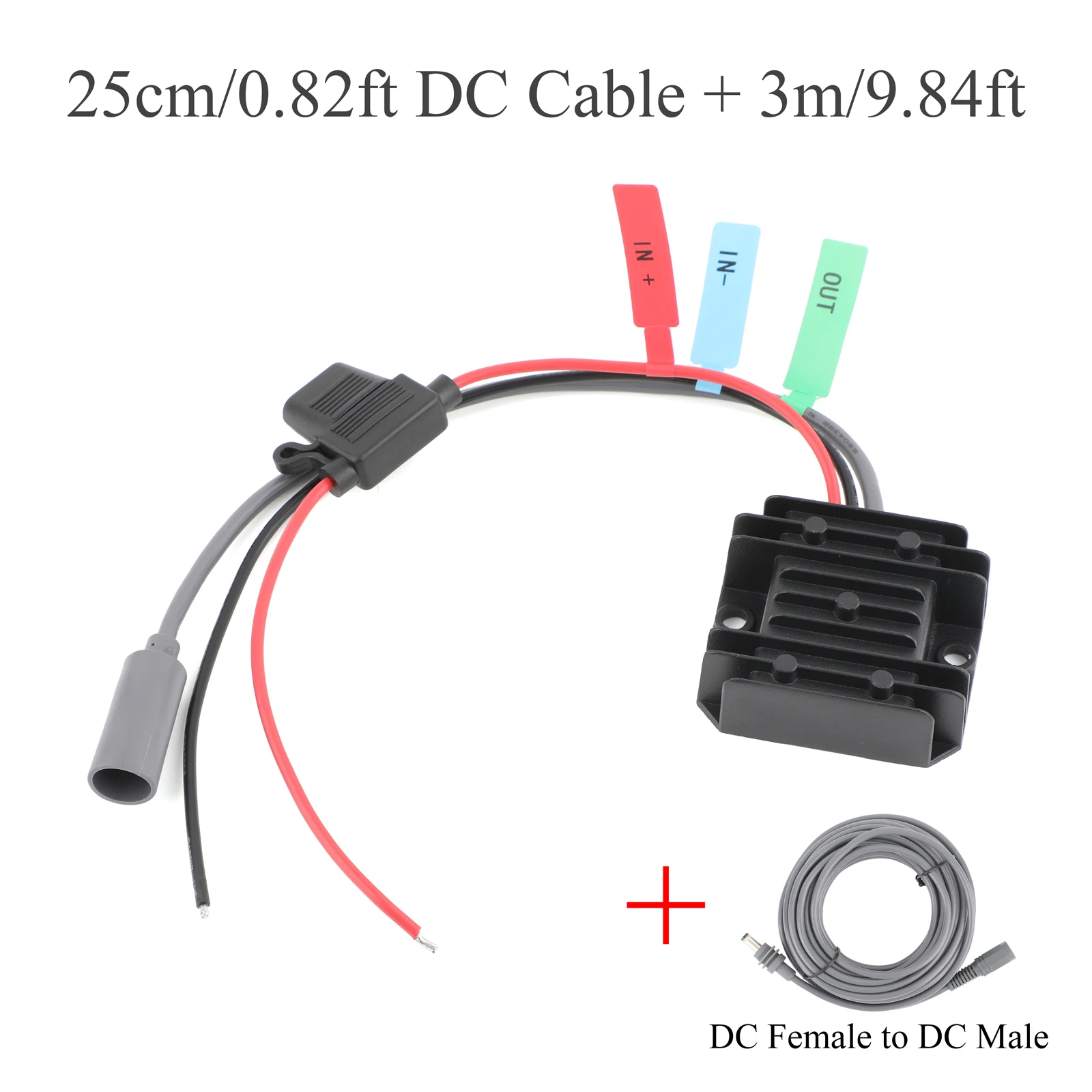 DC 12V/24V to 30V  Power Boost Converter with Fuse 3.5A with Starlink DC Female+Extension Cable DC Male to Female 3m/5m/10m/20m