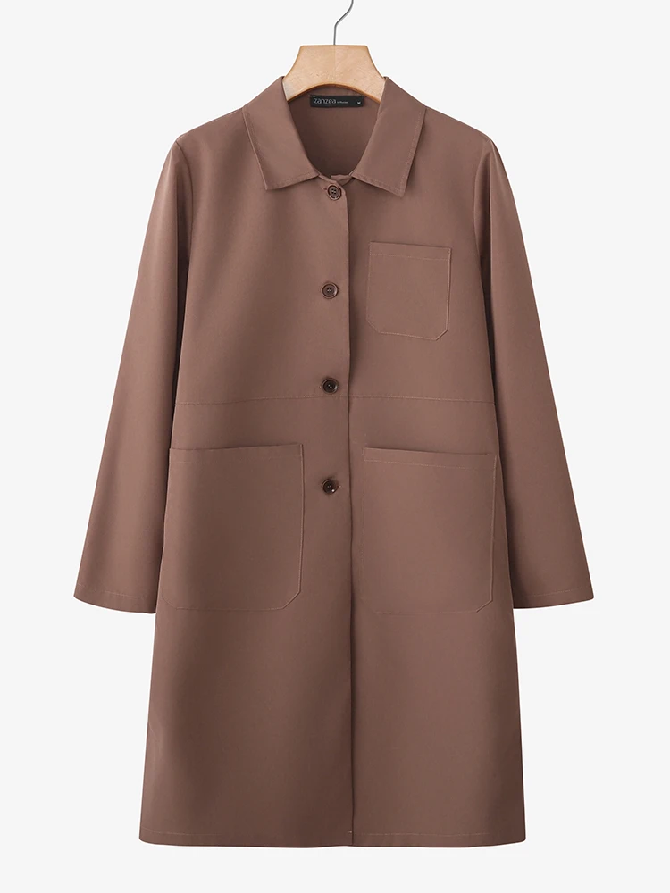Vintage Women Trench Coats 2025 ZANZEA Autumn OL Work Outwear Stylish Solid Windbreak Long Coats Long Sleeve Lapel Neck Jackets