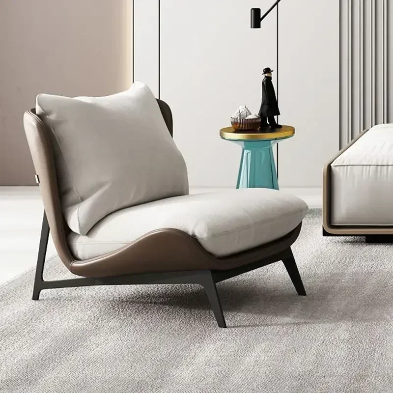 Silla con acento de lujo, salón moderno minimalista, silla reclinable móvil de diseño perezoso, Tocador nórdico, muebles para sala de estar