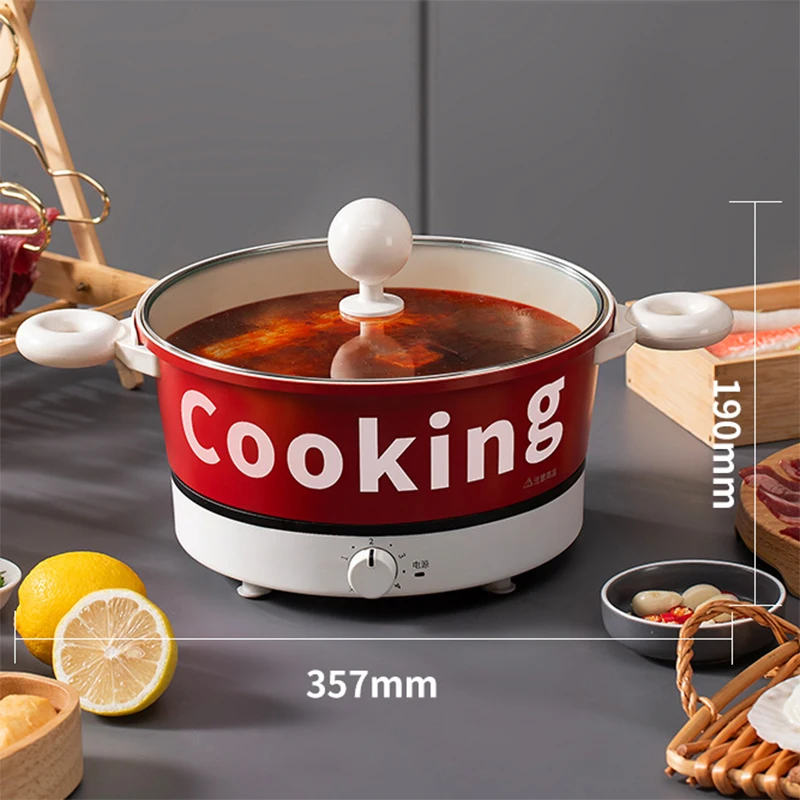 Multifunctional Electric Cooking Pot 3L Household Rice Cooker Barbecue Frying Pan Grill Food Steamer Hotpot Stew Soup Skillet