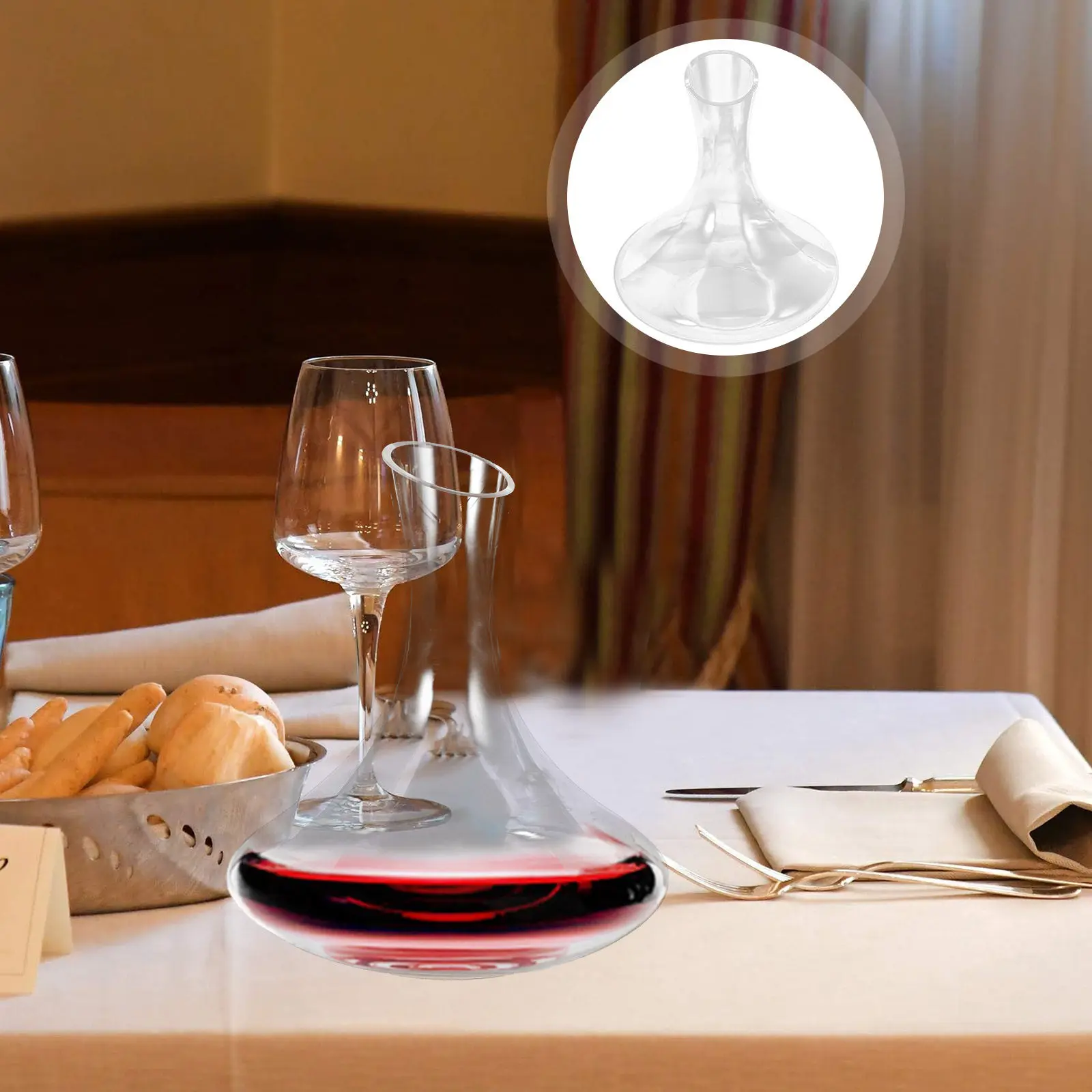 

1Pcs Transparent Glass Wine Decanter Creative Inclined Mouth Design Taste Improvement Stable Polished Edges Kitchen