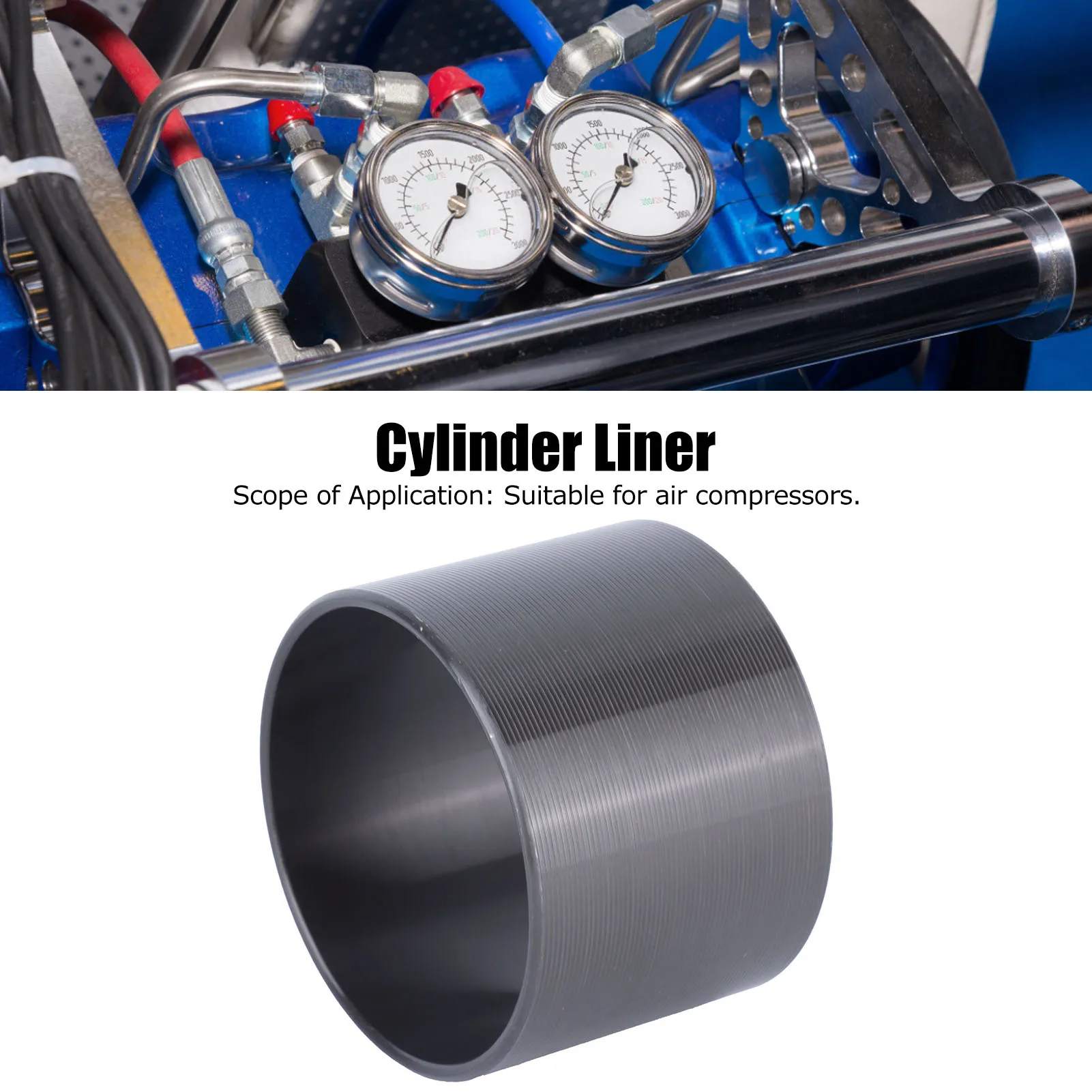 1PC Cylinder Liner Sleeve Mute Easily Piston Rings Compressors Filer Durable Disassembly Installation for Withstand Gas Pressure