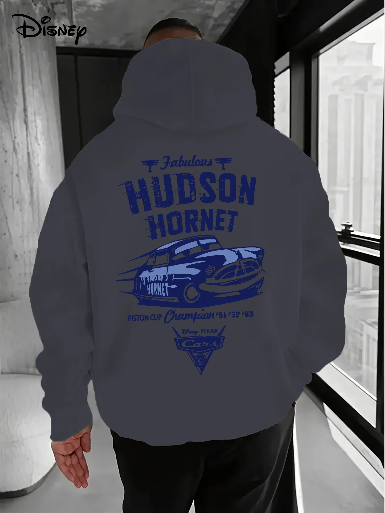 Men's Disney Cars Hudson Hoodies Fashion Oversized Streetwear Unisex Sweatshirts Autumn and Winter Fleece  Casual Versatile