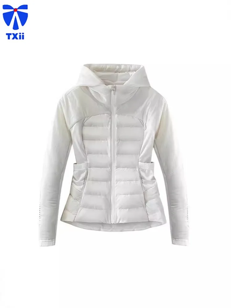 TXii New 90 White Duck Down Vacuum Split Filled Down Arc Line Line Multi-Piece Honing Line Removable Hooded Slim Down Jacket