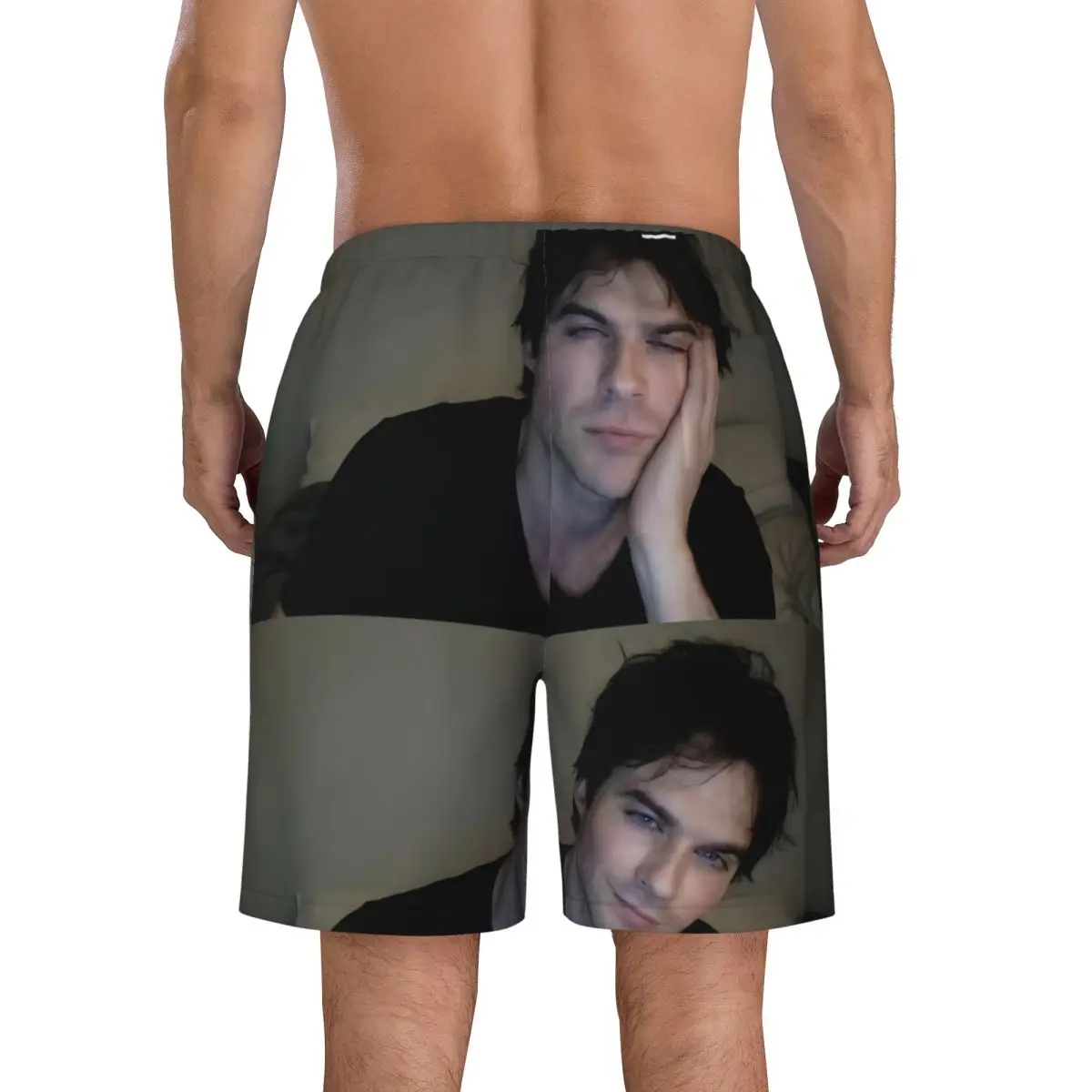 The Vampire Diaries Damon Salvatore TV Series Board Shorts Summer Sports Surf Beach Shorts Males Graphic Large Size Swim Trunks