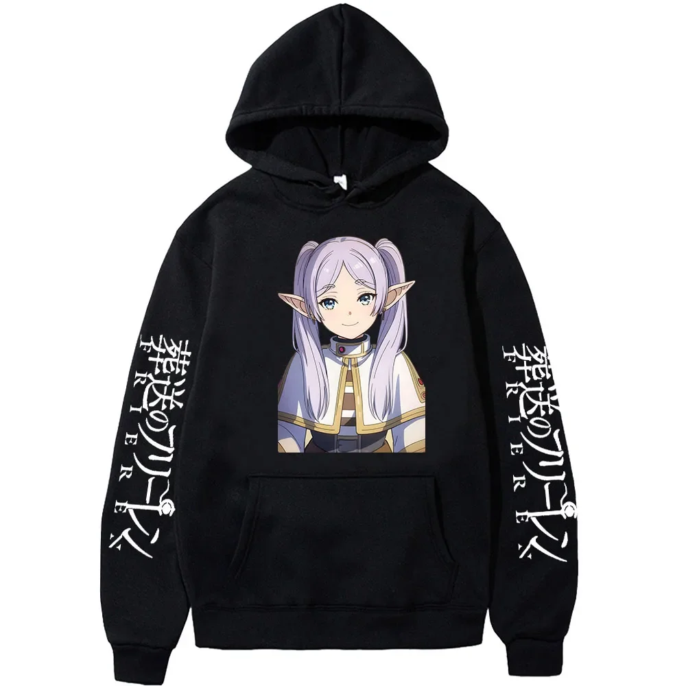 Japan Anime Frieren Beyond Journey\'s End Hoodies Cute Frieren Hooded Pullover Casual Fleece Long Sleeve Plus Size Sweatshirts