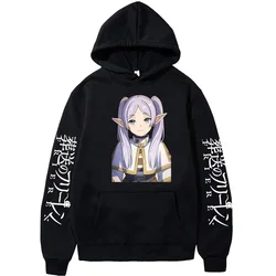 Japan Anime Frieren Beyond Journey's End Hoodies Cute Frieren Hooded Pullover Casual Fleece Long Sleeve Plus Size Sweatshirts