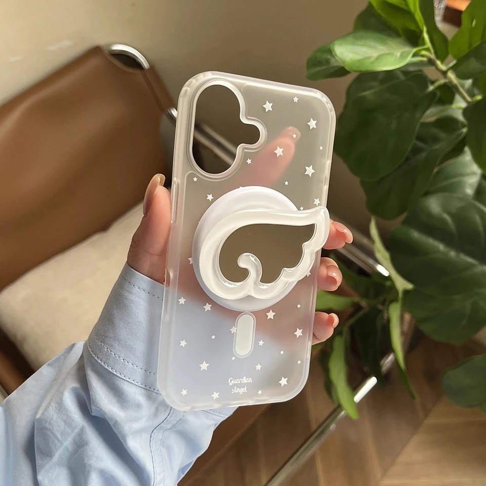Cute Angel Wings Magnetic Stand Holder Tok Phone Cases for iPhone