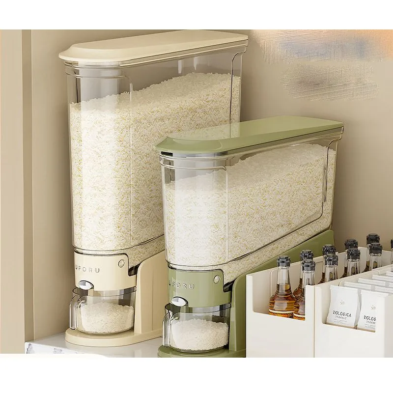 

Plastic Rice Bucket For Household Use One Click Press Type Rice Bucket Multifunctional Storage Moisture-proof Rice Tank BoxZF830