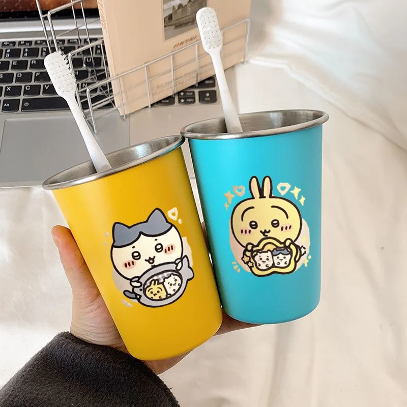 แก้วน้ำสแตนเลสลายชิคาวะ ฮาจิวาระ กระต่าย 304 หนาพิเศษ น่ารัก สไตล์คู่รัก อนิเมะ การ์ตูน ของใช้ในบ้าน ของขวัญสุดหวาน