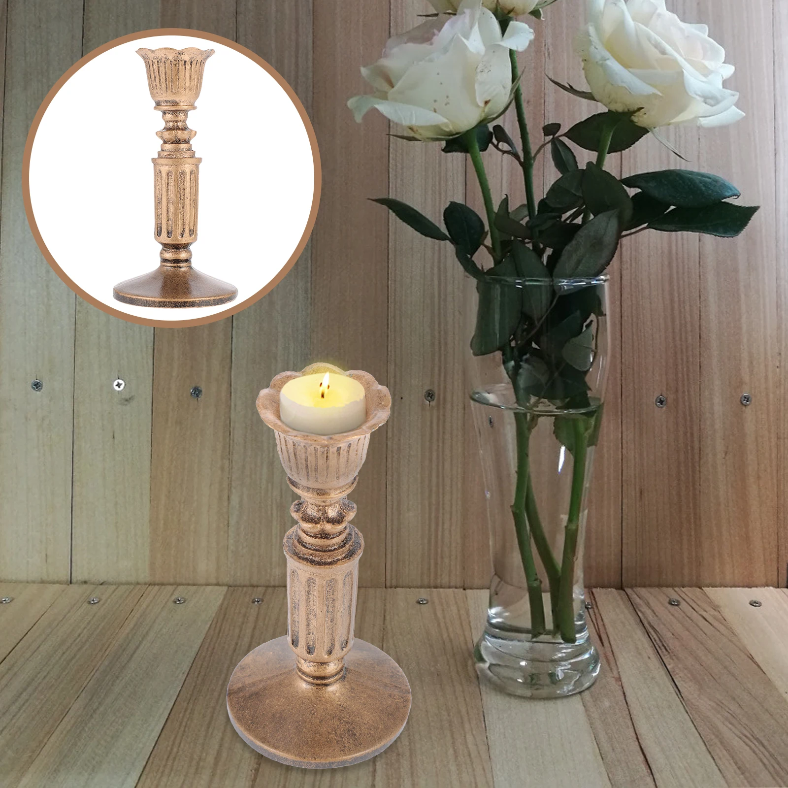 

1Pcs Artistic Vintage Holder Sturdy Multi-Functional Candlestick Decor for Birthday Wedding Festival Party Celebration