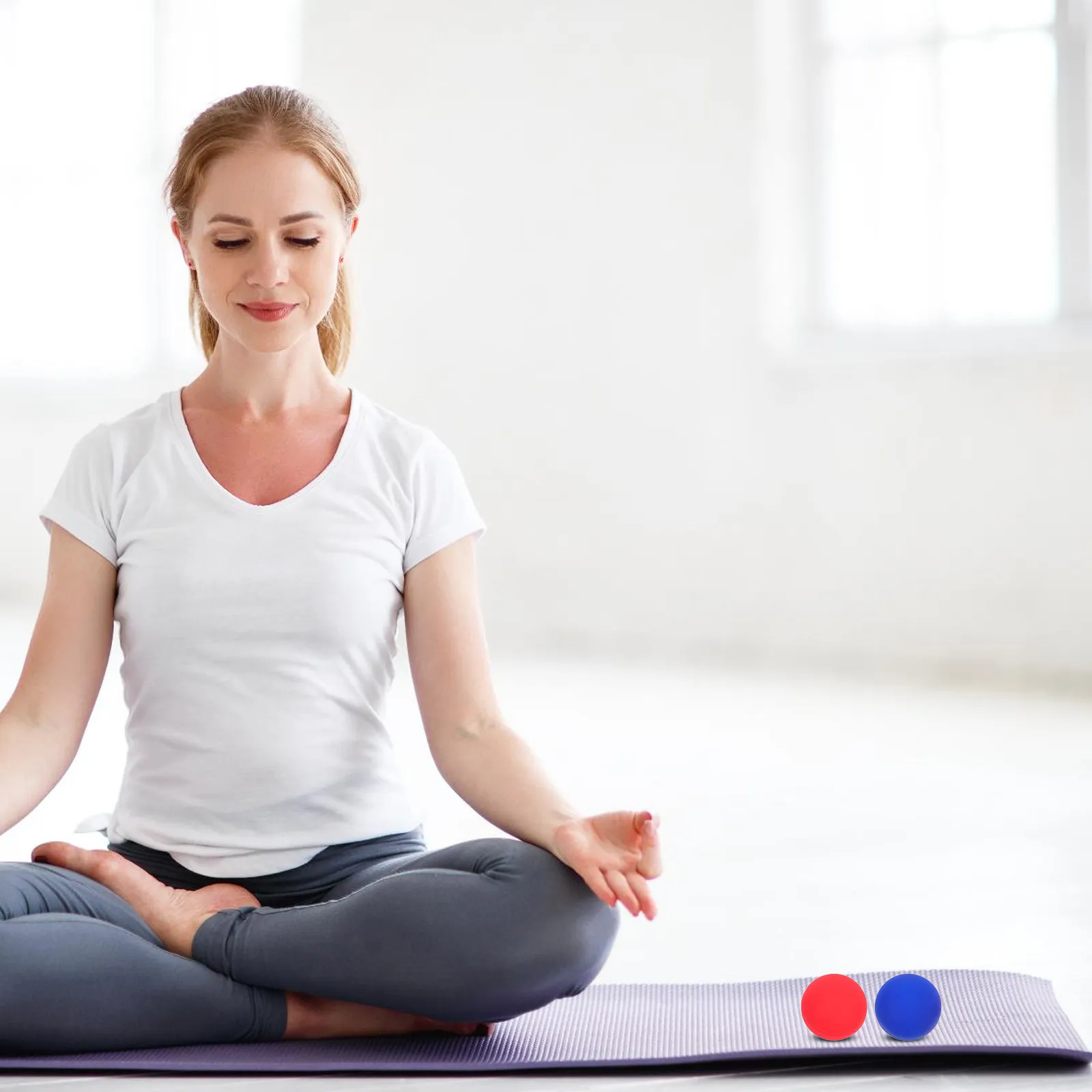 

2Pcs Round Silicone Massage Balls 63mm Relaxation Fascia Roller Yoga Fitness Portable for Back Feet