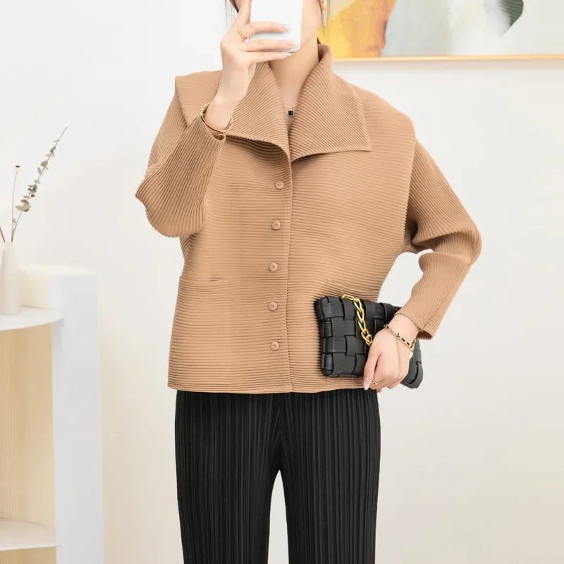 

Pleats Pleated Short Jacket Female Fall and Winter New Casual Temperament Versatile Loose Large Lapel Elastic Outerwear Blouse