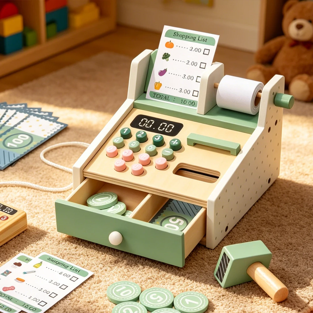 Juguete de caja registradora, juego de simulación de cajero de tienda con lector de tarjetas, escáner, sonidos y luces realistas – Regalo ideal para que los niños aprendan sobre dinero, matemáticas y habilidades sociales