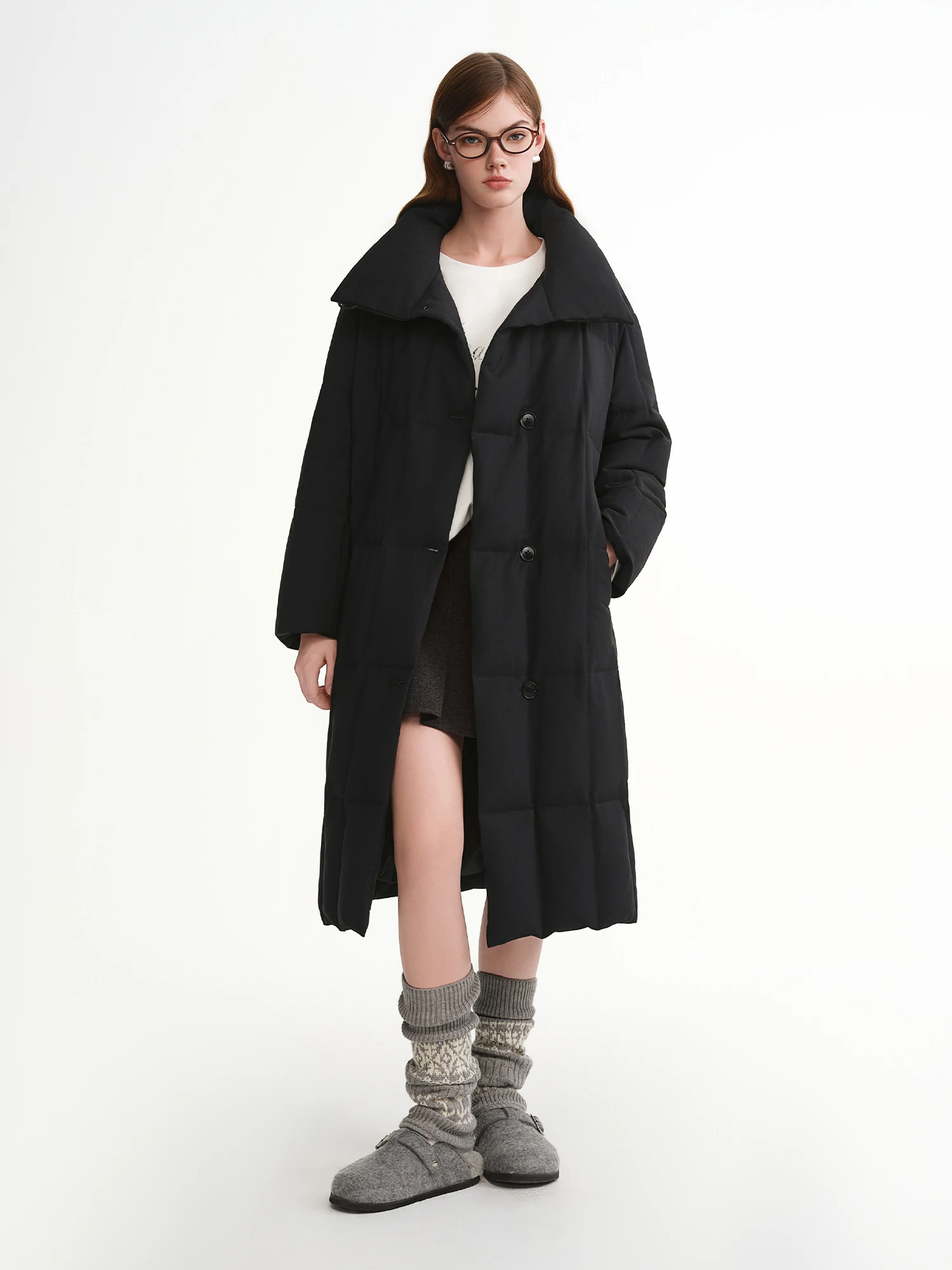 DUSHU 2025 وصل حديثًا سترة نسائية مبطنة بمقاسات كبيرة تتميز بياقة واقفة سترات ذات محتوى 90% للأسفل #4