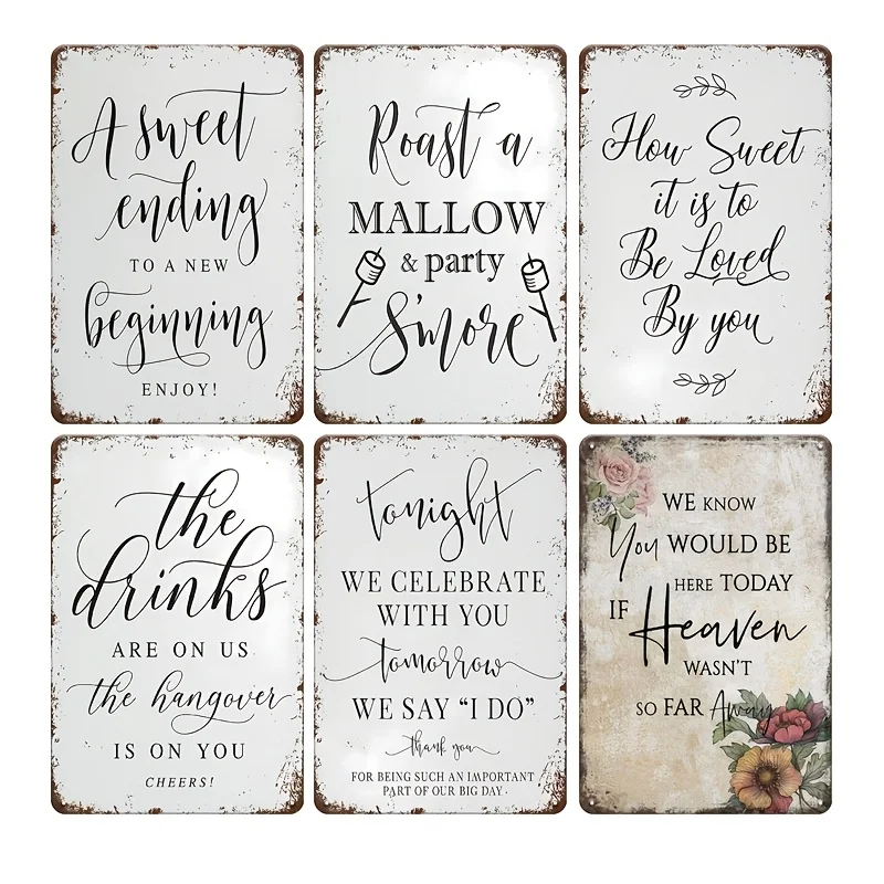 

6 шт. винтажная металлическая жестяная вывеска, настенный художественный декор для дома, фермерского дома, подарки для комнаты 20,32X30,48 см