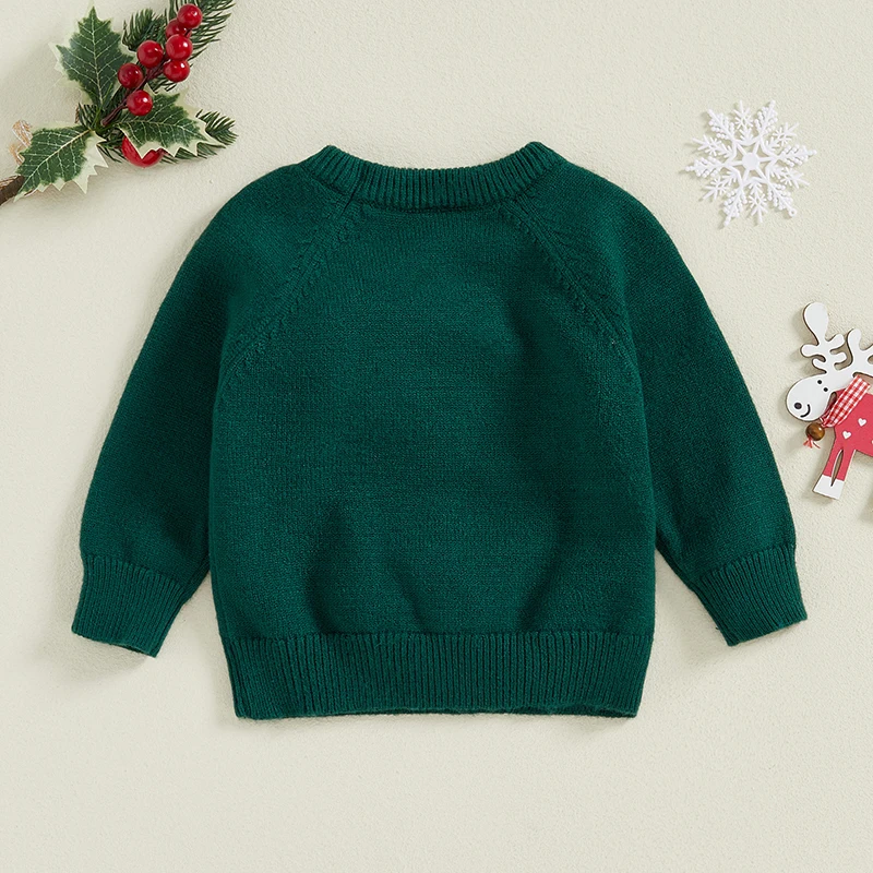 6 Months to 3 Years Baby Boy Girl Sweater Christmas Bear Embroidery Crew Neck Long Sleeve Pullover Knit Tops for Winter Fall