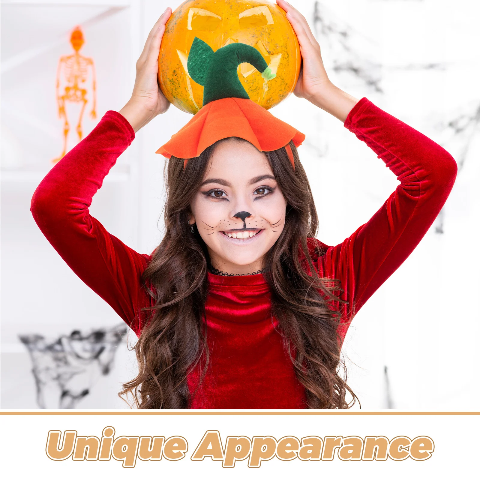 4Pcs Kids Pumpkin Headband for Girls Fall Festival Hair Accessories Thanksgiving Cosplay Party Photo Prop Halloween Costume