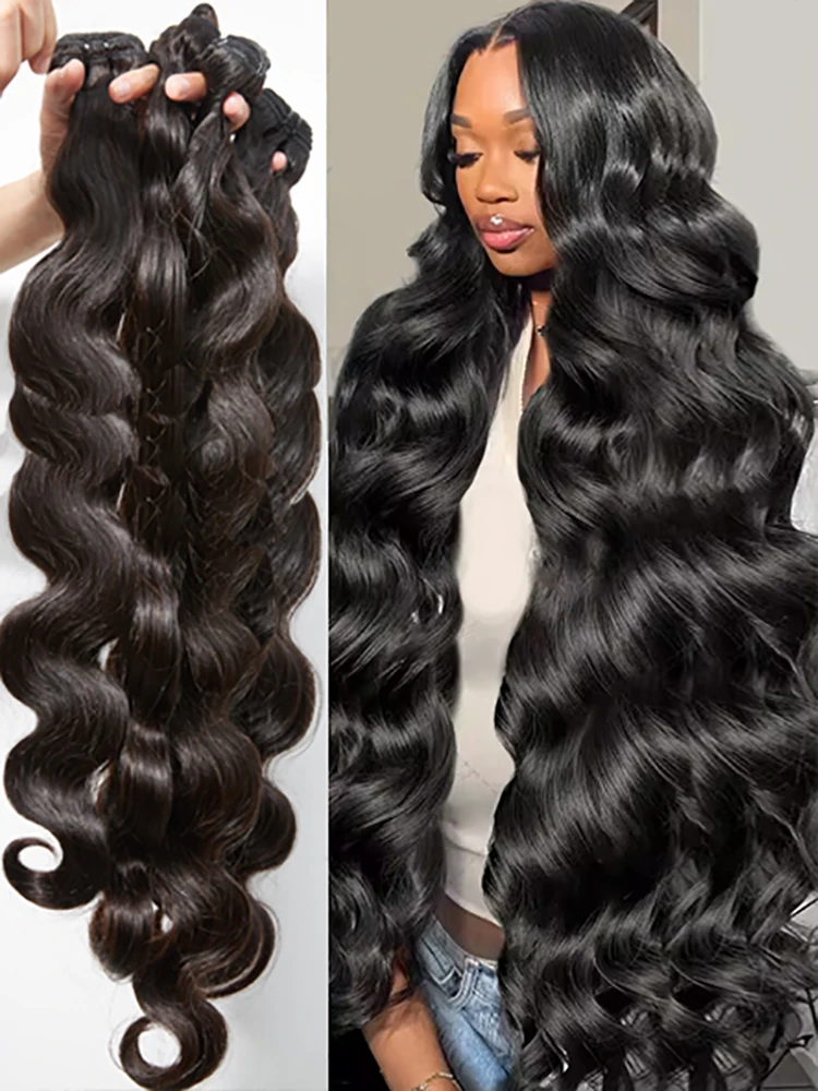 TOP 15A Body Wave Hair Bundles Brazilian Virgin Remy Unprocessed Natural Human Hair Loose Wavy Doule Drawn Hair Weave Extensions