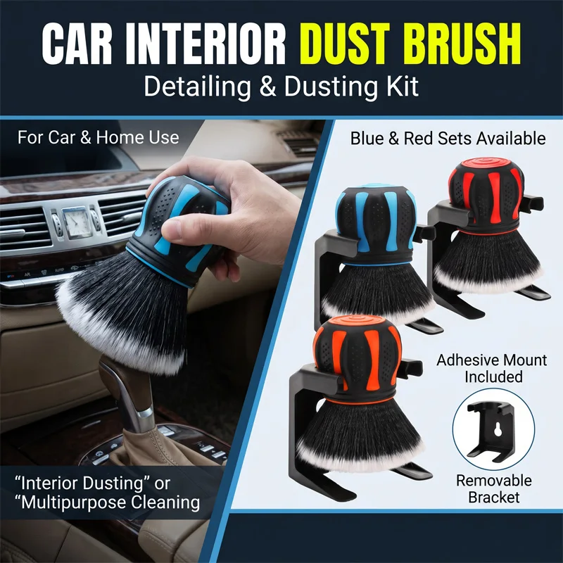 Soft Bristles Car Detailing Brushes With Storage Rack Covers Auto Interior Dust Cleaner Car Detail Brush Cleaning Detail Tool