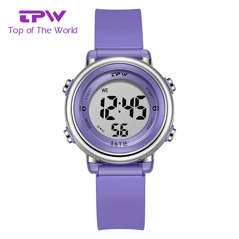Stylish Mini Digital Watch for Kids 35mm 7-Color LED Display Sport Stopwatch Wristwatch for Boys And Girls Student Clock