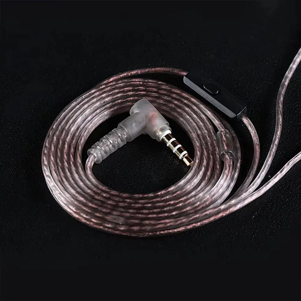 Oxygen-Free Copper Twisted Earphone Cable High-Purity Copper 125cm 2Pin Earphone Cable Ear-Winding Design Transparent Black