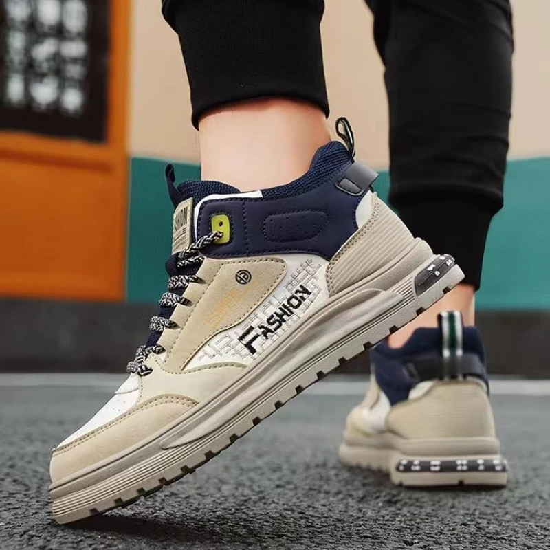 

Последний стиль, осенне-зимняя мужская высокая нескользящая обувь для молодых студентов, спортивные кроссовки для отдыха на открытом воздухе, скейтбординга