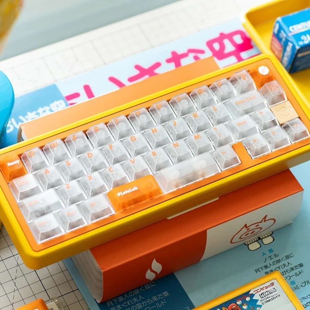 

LeleLab Orange Juice Theme Keycap Set 159key ABS Custom Brief Keyboard Cap Cherry Profile Gaming KeyCap for Mechanical Keyboard