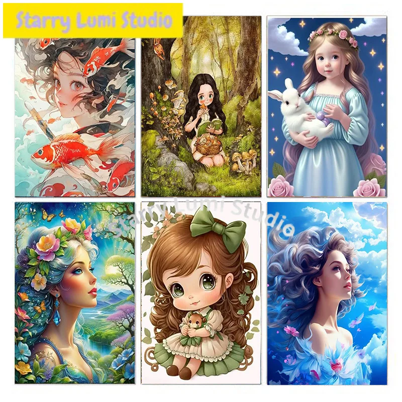 

Diamond DIY 5D Diamond Painting, Cartoon Girl, Suitable for Adults and Beginners Set Decorative Hanging Painting
