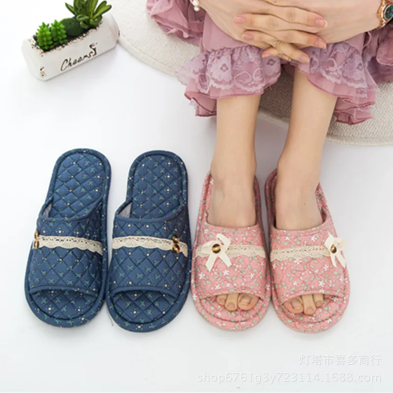 شباشب قماشية جديدة النسخة الكورية مع نعل سميك ثلاثي الطبقات أحذية منزلية داخلية قابلة للتنفس وهادئة، نعل ناعم مريح #3